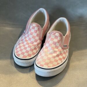 VANS Big Kid Classic Slip-On Checkerboard Shoes - size 2.5 - Pink/White